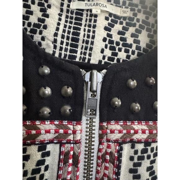 TulaRosa Studded Embroidered Front Zip Womens Small Jacket Art To Wear #6417 - Picture 8 of 16